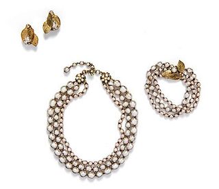 * A Miriam Haskell Faux Pearl and Lead Cluster Parure,