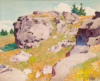 Edward Henry Potthast (American, 1857-1927)      Rocky Landscape