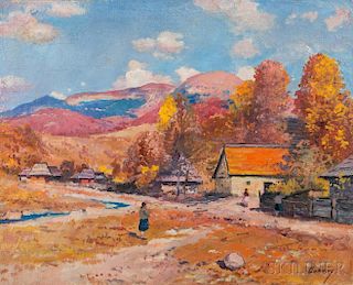 Josif Josifovic Boksay (Ukrainian, 1891-1975)      Village Life, Autumn