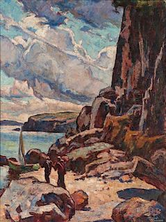 Ernest Townsend (American, 1893-1945)      Ashore by the Cliffs