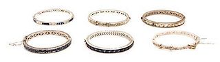 A Group of Six Art Deco Paste Bangle Bracelets,