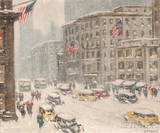 Guy Carleton Wiggins (American, 1883-1962)      Mid-town, 5th Avenue, Winter