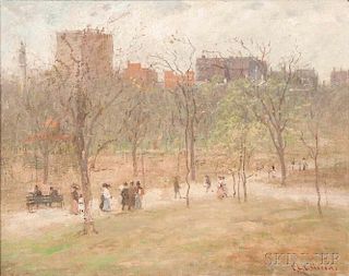 Charles Edwin Lewis Green (American, 1844-1915)      Boston Common Looking Towards Beacon Street