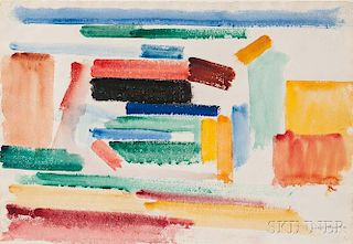 Giorgio Cavallon (American, 1904-1989)      Abstraction with Red, Green, and Orange