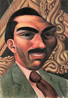 Miguel Covarrubias (Mexican, 1904-1957)      Portrait of a Man (Possibly Miguel Alemán Valdés)