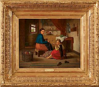 William McEwan, Balling Yarn in the Kitchen Oil Painting