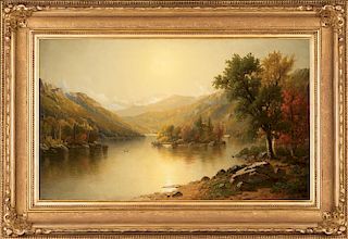 George W. Waters, Boating on Lake George, Oil Painting