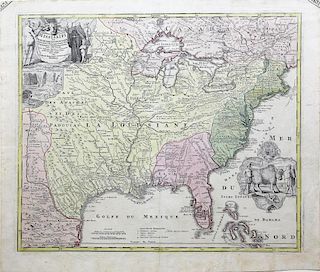 Attractive early map of the American interior by Homann