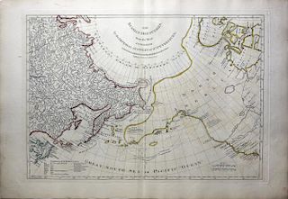 First English edition of Muller's map of the NW Coast of America and NE Coast of Asia