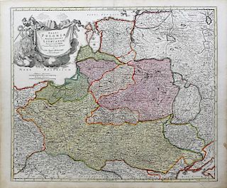 Striking example of Homann's map of Poland, Lithuania, Lativa, Estonia…