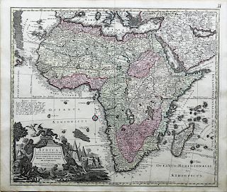 Gorgeous example of Seutter's map of Africa