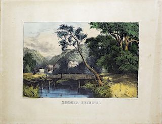 Currier & Ives Summer Evening Lithograph