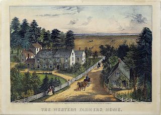 Currier & Ives Western Farmers Home Lithograph