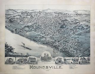 after Albert Downs Lithograph of Moundsville, West Virginia
