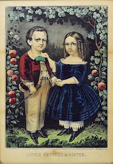 Currier & Ives Little Brothers and Sisters Lithograph