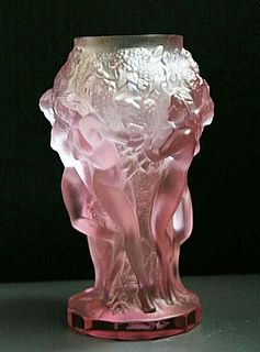 An Art Deco Bohemian Purple Glass Figural Vase