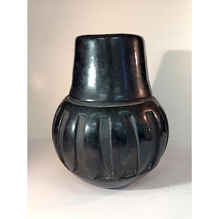 Margaret Naranjo (Santa Clara, 20th century) Carved Blackware Pottery Vase