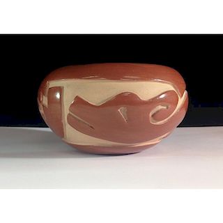 Joy Cain (Santa Clara, b. 1947) Carved Redware Pottery Bowl