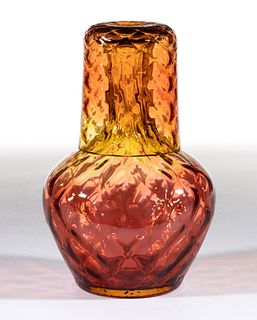 VICTORIAN AMBERINA DIAMOND-QUILT GLASS TUMBLE-UP