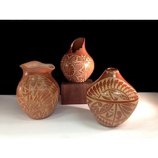 Ida Yepa (Jemez, 20th century) and Lorraine Chinana (Jemez, b. 1955) Carved Redware Pottery
