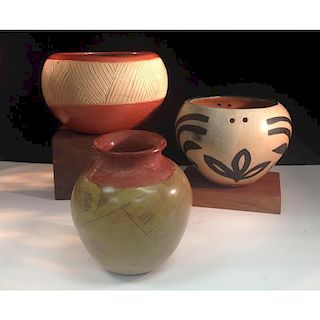 Rosita Cata (Ohkay Owingeh, 1911-2008) Redware Pottery Bowl PLUS