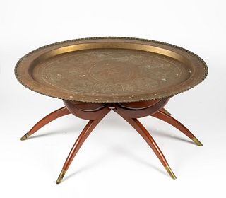 A Chinese Brass Tray Coffee Table