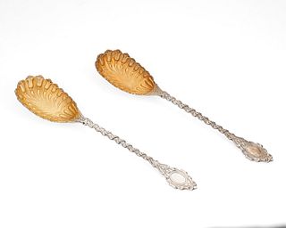 A pair of Buccellati sterling silver serving spoons