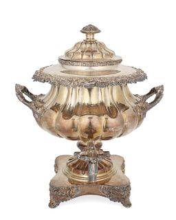 An English Sheffield silver-plated hot water urn