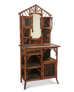A Victorian tiger bamboo cabinet