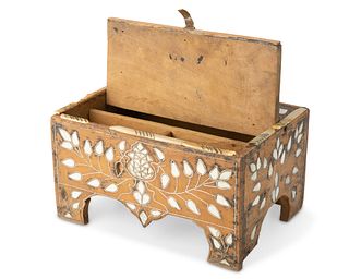 An Ottoman shell and silver inlaid miniature dower chest