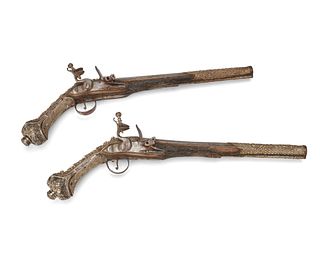 A pair of Ottoman flintlock holster pistols