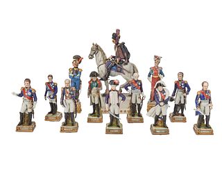A group of Napoleonic porcelain military figures, 20th century