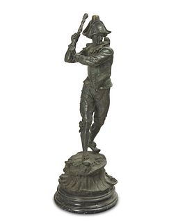 Marcel Debut (1865-1933), "Le Duo," Patinated bronze on marble base, 36" H x 11" W x 12" D; with base: 39" H x 11" W x 12" D