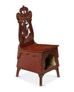 A carved side chair commemorating Thaddeus Welch