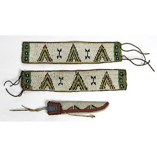 Sioux Beaded Arm Bands and Knife Sheath
