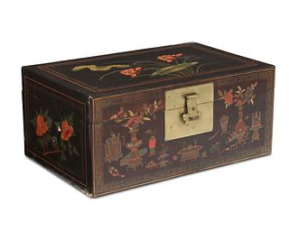A Chinese lacquered trunk