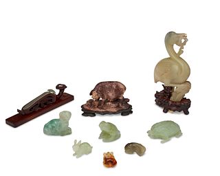 A group of Chinese carved hardstone objects