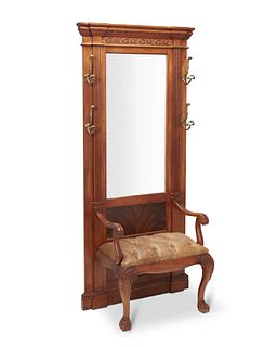 A Chippendale-style mirror-backed wall chair
