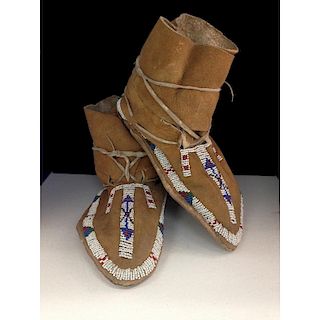 Northern Plains Beaded Hide Boot Moccasins
