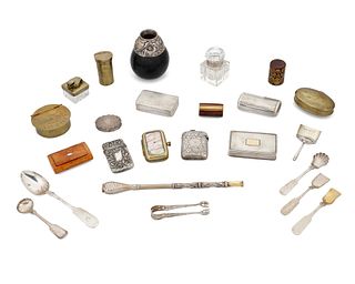 A group of smoking accessories and table items