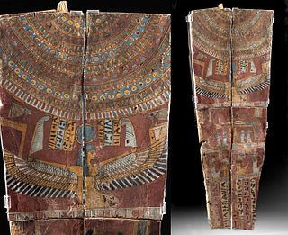 Egyptian Polychrome Wood Sarcophagus Panel