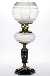 ATTERBURY ENGRAVED VINE KEROSENE COMPOSITE STAND LAMP
