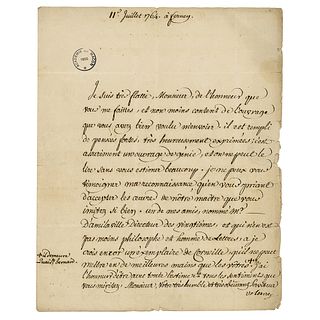Voltaire Letter Signed on Literary Work