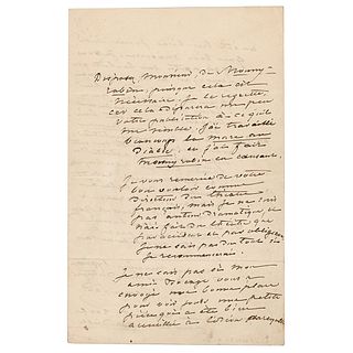 George Sand Autograph Letter Signed on Theater