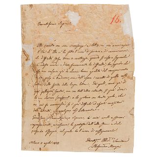 Alessandro Manzoni Rare Autograph Letter Signed