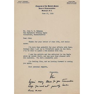 John F. Kennedy Typed Letter Signed as Congressman