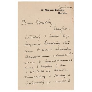 William Osler Autograph Letter Signed