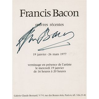 Francis Bacon Signed Exhibition Announcement