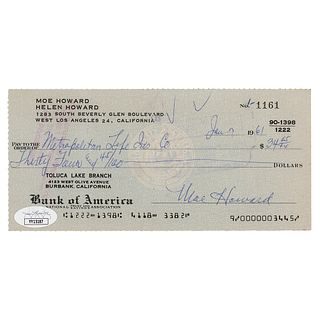 Three Stooges: Moe Howard Signed Check