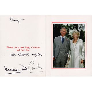 King Charles III and Camilla, Queen Consort Signed Christmas Card to Sir Jimmy Savile